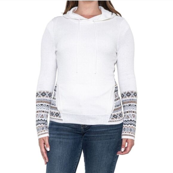 Krimson Klover Hailey Hoodie wool blend White/Grey/Taiupe Size Large - Picture 2 of 7